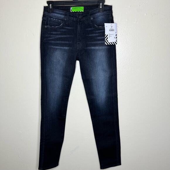 NWT Free People X Sandrine Rose Skinny Jeans 25 Dark Black Ankle Denim Mid Rise - Picture 1 of 12